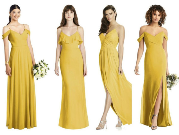 yellow bridesmaids' dresses