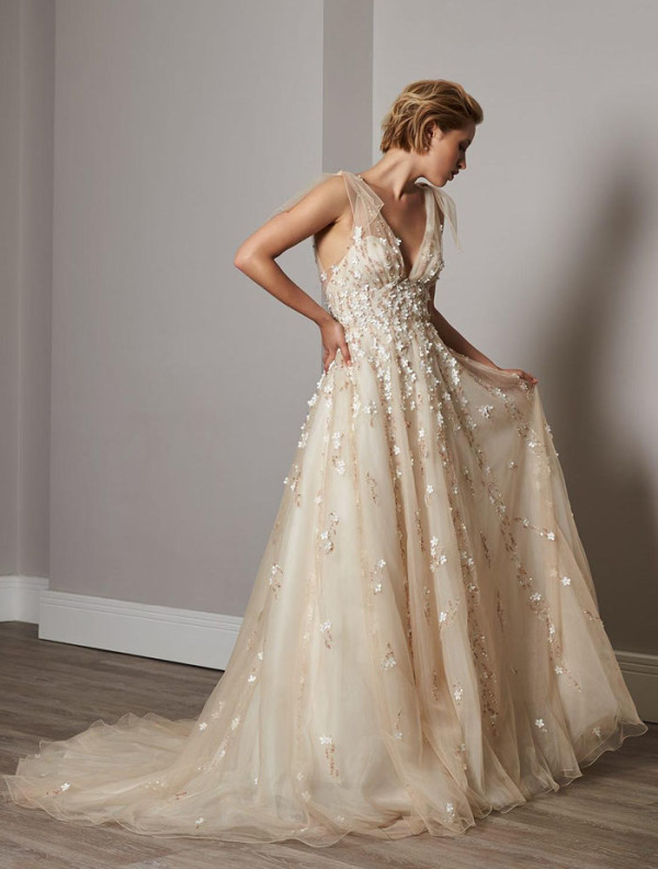 Sassi Holford gold wedding gown
