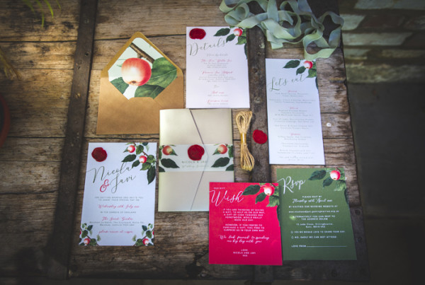 colourful wedding stationery suite