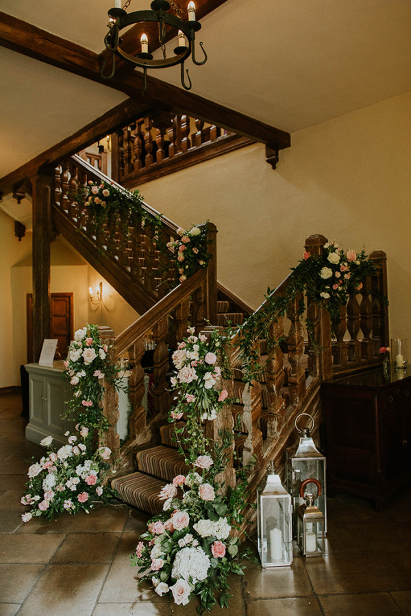 floral wedding staircase