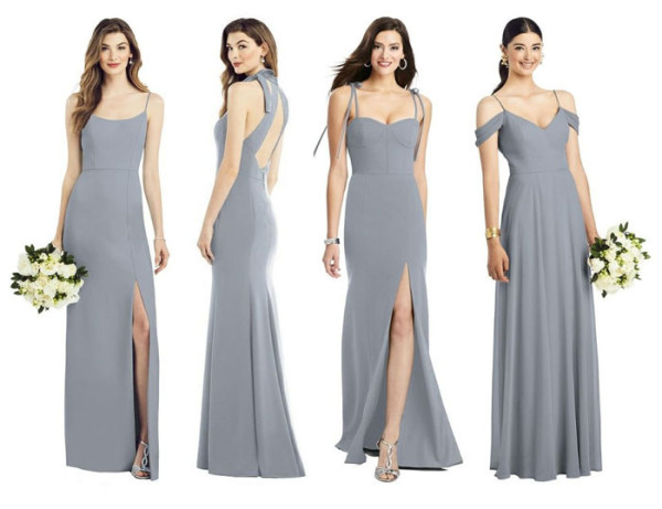 grey bridesmaids' dresses