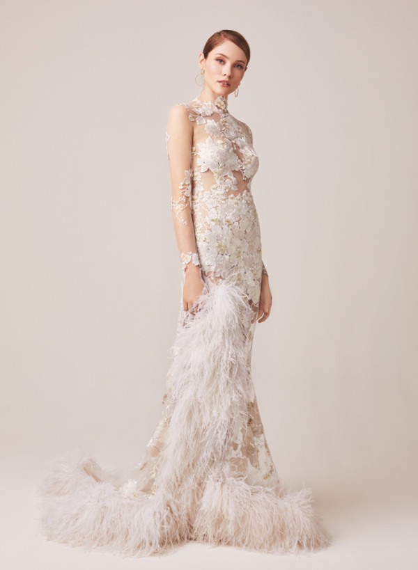 Searata feather wedding dress