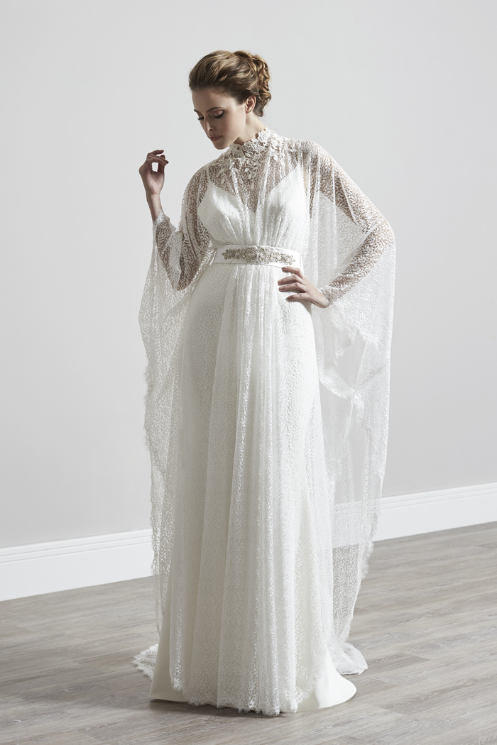 Willow floor-length cape wedding dress