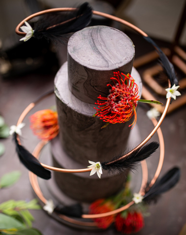 Black contemporary wedding cake