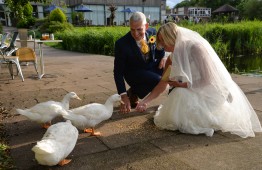 Bride and Groom with ducks1