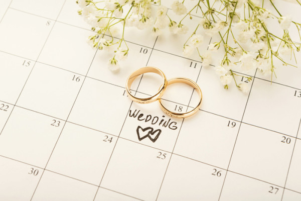 Wedding rings on calendar 