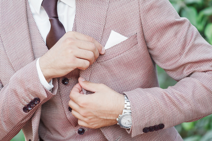 Soft brown groom's suit
