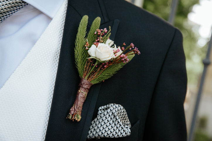 Winter groom buttonhole