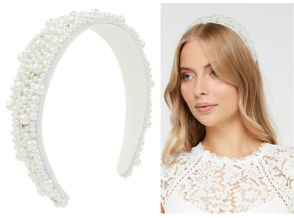 Bridal pearl hairband