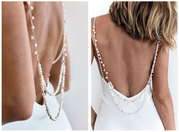 Bridal pearl back necklace