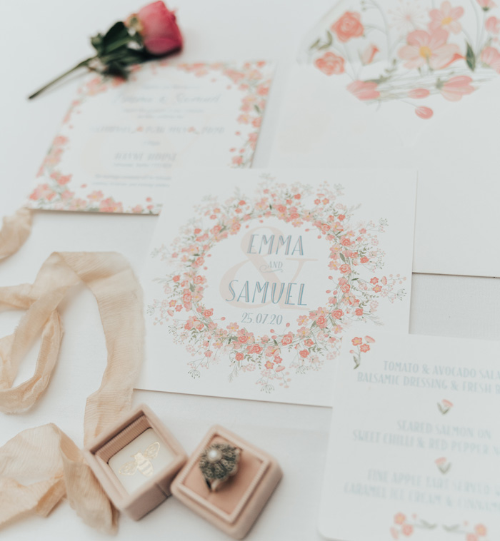 Floral pastels wedding stationery